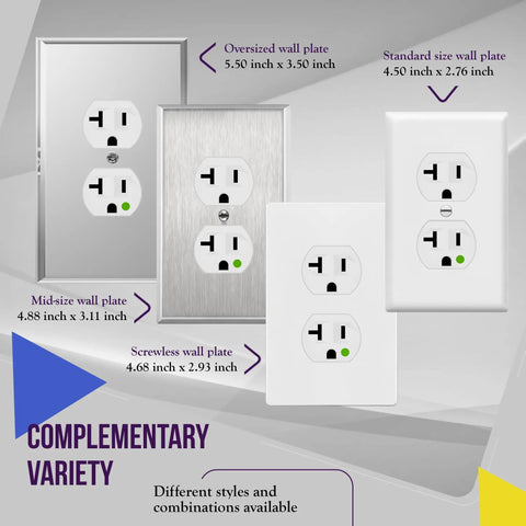 Heavy Duty Hospital Grade Outlet And Industrial Duplex Receptacle 20A 125V 5-20R with various wall plates
