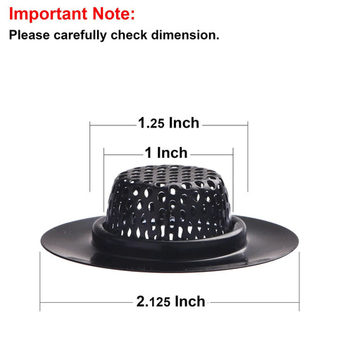 Two Pack 2.25 Inch Top Diameter 1 Inch Basket Black Stainless Steel Sink Strainer Hair Catcher For Bathroom Utility Slop