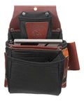 OxyLights 3 Pouch Pro Fastener Bag Black with 9 Pockets and Tool Holders for Framing and Carpentry, front view