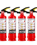 2.5 Lb Abc Dry Chemical Fire Extinguisher 4 Pack Lightweight Emergency Safety Gear with instruction labels for use.