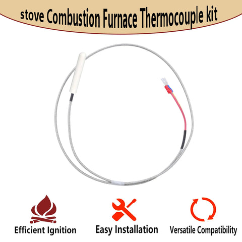 Stove thermocouple kit, 35 inch, braided stainless cable with ceramic sensor tip; Quadra-Fire pellet stoves compatible