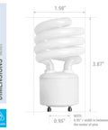 Dimensions of 4 Pack 13W CFL Light Bulbs GU24 Base, 60W Equivalent, T2 Mini Twist, Warm White 2700K, Energy Saving Bulbs