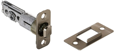 Round Bed And Bath Pocket Door Lock With Privacy Function Satin Nickel Finish latch and strike plate