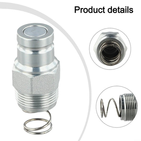 3/8 Inch Male Flat Face Hydraulic Quick Coupler Fitting Compatible With Bobcat Skid Steer Loaders Heavy Duty Metal Body