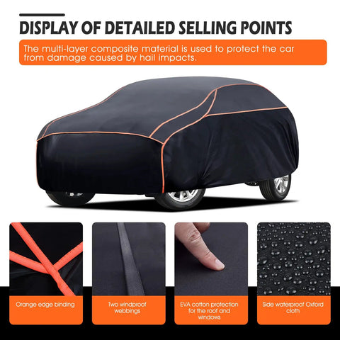 Beefy Waterproof EVA Thickened Hail Protection Car Cover For SUVs 182-190 Inches Fits Toyota RAV4, 4Runner, Honda CR-V