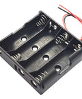 Pack Of Two 4 AA Battery Holders With Pre Installed Wire Leads delivering six volts, black plastic battery case, plug and play design.