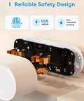 Internal view of WiFi Dual Smart Plug 2 Pack With 2 Outlets Each showing fire-retardant housing and circuit board.