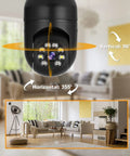 Plug And Play 1080P Wireless Security Cameras Two Pack No Drill No Wires E26 E27 Socket Mount Tuya Smart CCTV PTZ WiFi shown in a living room