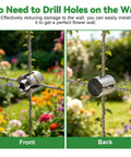 Front and back views of heavy duty no drilling cable cross clamps for 1/8 inch wire rope in a garden trellis setup