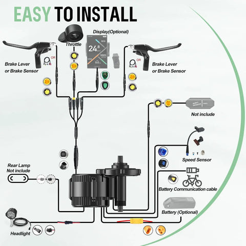 Wiring diagram for Mid Drive Ebike Conversion Kit 750W 1000W 500W For 68 To 73mm Frames With BBS02B And BBS HD Motors 48V Or 52V