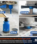 Heavy Duty Diamond Core Drill Bit Set That Runs Cool And Cuts Clean Through Porcelain Tile Ceramic Marble Granite Brick And Concrete Without Any Drama Or Waiting Around, showcasing drilling and enlarging on granite.