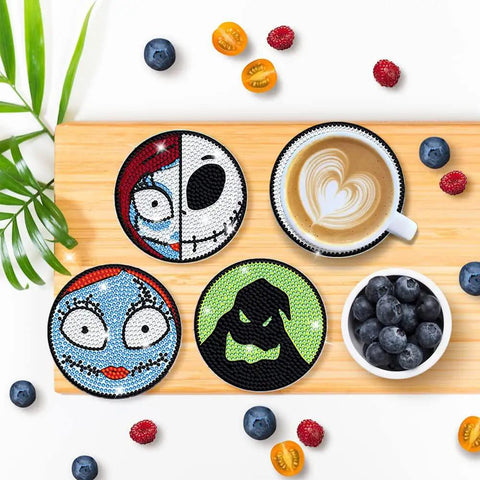 6 Piece Diamond Painting Coaster Kit With One Piece Thick Wood Base And 5D Diamond Dots DIY Cool Diamond Art Coasters for beginners