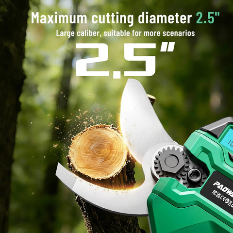 Powerful 2.5 Inch Cutting Capacity Cordless Pruning Shears With Brushless Motor Dual 2Ah Batteries SK7 Blade And LCD Display