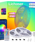 100ft Outdoor RGB LED Strip Lights Waterproof 12V With Alexa And Google Assistant, Color Changing LED Strips with app and remote