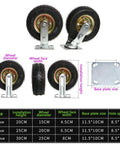10 Inch Tough As Nails Heavy Duty Swivel Plate Casters With Double Ball Bearings shown with size chart and dimensions.