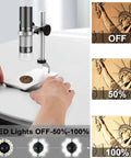 4K Digital Microscope With Metal Pro Stand, 3840x2160 Resolution USB Scope, 50X To 1000X Magnification, Compatible With iPhone Android Tablets Mac Windows Linux Chrome, coin close-up on stand