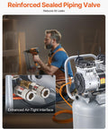 Man using 13 Gallon Air Compressor With 2 HP Motor And Oil Free Tank, Ultra Quiet 66dB Operation, Fast Air Up In Under 3 Minutes, 125 PSI Max.