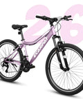 Purple 26 Inch Mountain Bike For Adults And Teens With Steel Frame And Suspension Fork, 21 Speed V Brakes, Standing Side Profile