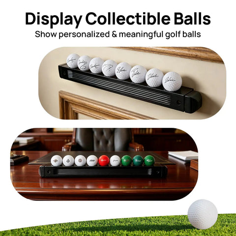 Dope Wall Mounted Golf Club Rack With 8 Clips And Golf Ball Display, showcasing signed golf balls, ideal for display.