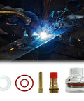 Glass Cup Kit For Welding Torch With Fluid Nozzle Set, High Heat Glass Cup With Washer And Silicone Ring, Pro Gear WP 17 18 26 TIG Torches