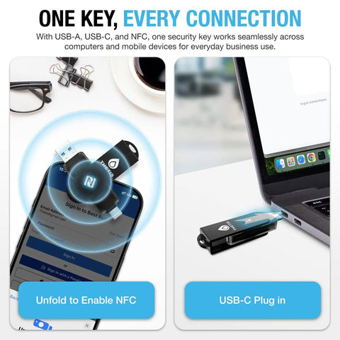 Top Tier FIDO2 Security Key And MFA Hardware Token With NFC Passkey for seamless connection to devices.