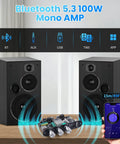 Bluetooth 5.3 Mono Amplifier Board with TWS Boost for Home and Outdoor DIY Speaker Builds, 100W Output, on table with speakers