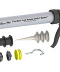 Heavy Duty 20 Oz Sausage Caulking Gun With 18 To 1 Drive Pro Grade Aluminum Barrel 2 Inch High Thrust 700 Lbf And 230 Psi For Thick Or Cold Materials Full Size Handle And Double Gripping Plate For No Slip Dispensing with accessories