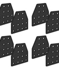Eight Piece 2040 Corner Bracket T Shaped 12 Hole Connector For Aluminum Extrusion Hardware Black Kit displayed against white background
