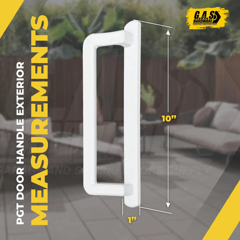 Ten Inch Exterior Sliding Glass Door Handle Replacement For Patio Doors White Finish Durable Diecast Construction Ideal For Exterior Sliding Glass Door Replacement On Homes And Offices Providing Smooth Operation And Secure Latching, 10x1 dimensions visible