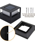 Black 4 Pack Solar Post Lights, 20 Lumen Warm White SMD LED Cap Lights with installation screws for 4x4 5x5 or 6x6 wood posts