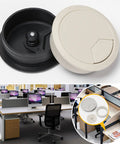 Sturdy Material Desk Grommet Kit For 60mm And 80mm Cables Perfect For Hiding A Mess Of Computer Wires With A Scratch Resistant Polished Finish In Black Gray White Silver Beige Or Dark Brown Styles in black and beige