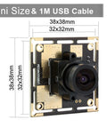 5MP USB Camera Module With 2.1mm Wide Angle Lens For Windows Linux Mac Android UVC No Driver Needed Plug And Play High Resolution 2592x1944 CMOS OV5640 Sensor Machine Vision Webcam Board, mini size dimensions displayed