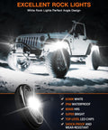 SUV equipped with Pure White LED Rock Lights Kit With Rocker Switch Harness illuminating off-road terrain at night