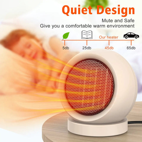 Compact PTC Ceramic Space Heater Portable Electric Desk Heater For Home Office Bedroom Fast Heat In Just 3 Seconds