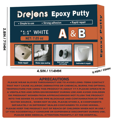 Epoxy Putty Modeling Compound For Sculpting And Repairs DIY Ready Self Hardening Drillable White 200g product packaging