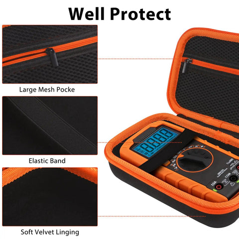 Hard Shell Multimeter Case For Klein Tools MM400 MM325 MM300 Digital Multimeter, Durable EVA Exterior With Velvet Interior