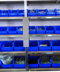 Sleek Shelf Document Holder And Label Organizer Rack For Warehouse Supplies And Badges Beefy Lightweight Keeper, features wall-mounted grey plastic for labeling.