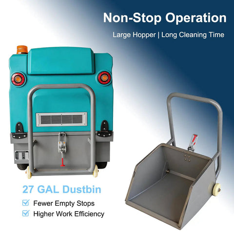 Grab this Badass 51 Inch Industrial Ride On Floor Sweeper Machine For Warehouses. Smooth Handling With Solid Tires And Hydraulic Brakes. Kick Axxe Dust and Debris To The Curb. Heavy Duty Powerhouse. Clean Floors Fast Without The Grunt Work. Essential
