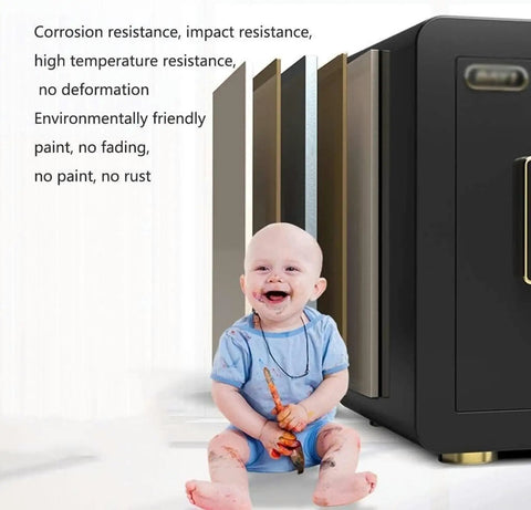 Rock Solid Electronic Home Safe With Alarm For Wall Or Cabinet Anti Theft Steel Construction Medium 25 Cm Gold Finish