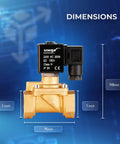 1 Inch NPT Solenoid Valve 220V AC Brass Normally Closed Control Valve For Water, Air And Gas With 7 To 232 PSI Range dimensions