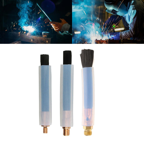 Copper Head Weld Brushes For Weld Seam Bead Polishing And Joint Cleaning Aluminum Passivation And Pickling Electrolytic Cleaning Acid Scrubbing Carbon Fiber Brush Heads 6 8 10 mm Shank Size Set For Pro Grade Welding Tools