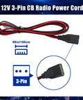 Heavy Duty Three Pin CB Power Cord With 2 Wire 16 Gauge Copper Cable And Fused Car Lighter Plug 12V Replacement For Mobile CB Radios