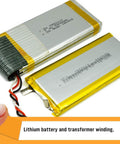 Lithium battery and transformer winding wrapped with polyimide tape, showing heat resistance and insulation features.