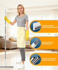 Woman holding Heavy Duty Floor Squeegee For Wet Surfaces Like Concrete And Tile, Rugged Rubber Blade, Sturdy Aluminum Base, Adjustable Long Handle, Ideal Garage And Commercial Scrubber Mop For Fast Water Pickup And Dry Floors.