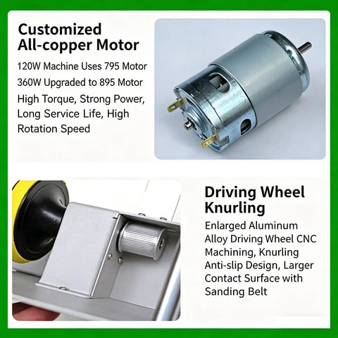 Portable Mini Belt Polisher And 4 In 1 Bench Grinder For Cutting Grinding Polishing And Drilling With Adjustable Angle Ruler 51 Premium Grinding Heads Speed 5000 To 10000 RPM features a customized all-copper motor for high torque.