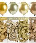 Top Tier 12 Inch Gold Latex Helium Balloons 50 Pack Slay Party Decorations in various shades and crumpled materials.
