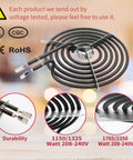 Drip Pans And Burner Element Unit Set For GE Hotpoint Electric Stoves WB30M1 WB30M2 Replacement with wattage details