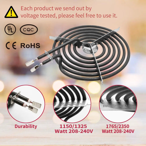 Drip Pans And Burner Element Unit Set For GE Hotpoint Electric Stoves WB30M1 WB30M2 Replacement with wattage details