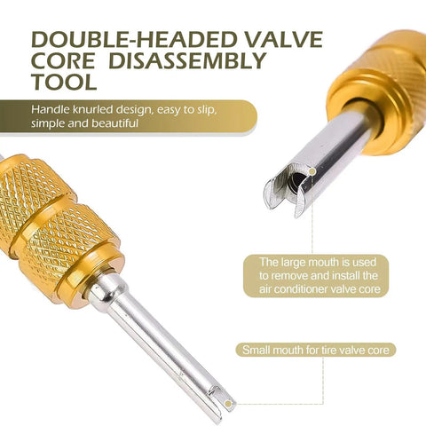 Air Conditioning Valve Core Kit For Cars And Trucks High And Low Pressure Pro Grade Durable Dust Cap Set R12 R134a Refrigeration Maintenance Tool Universal Fit Black disassembly tool