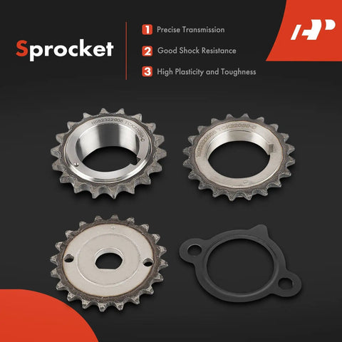 Go-To Engine Timing Chain Kit With Sprocket And Tensioner And Guide For Toyota Corolla Matrix Prius Prius AWD Plug In CT200h Vibe Xd L4 1.8L Replacement showing sprockets in metal finish.